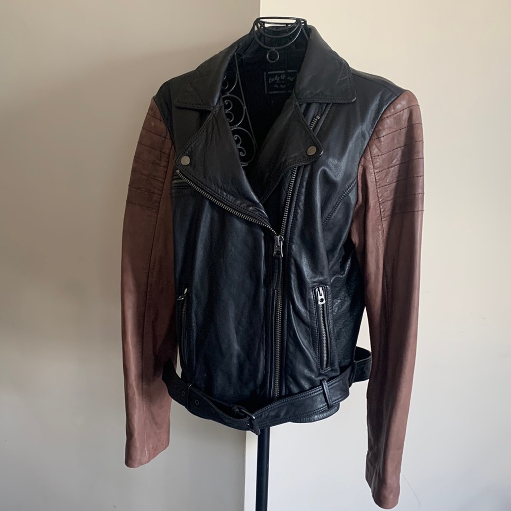 Lucky Brand leather moto jacket large - Picture 1 of 5